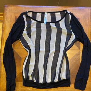 Black & Tan Sheer, Striped Shirt.